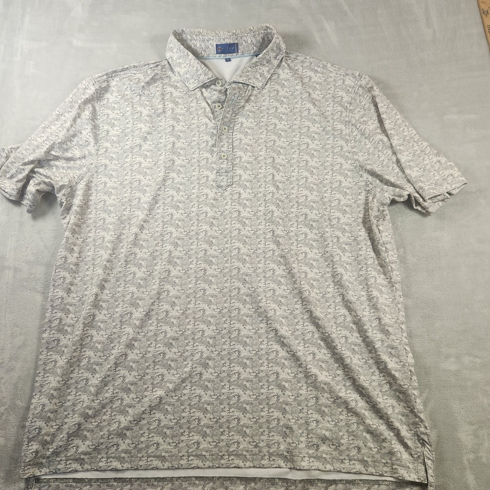 Stitch Golf‎ Polo Shirt Mens Sz XL Gray Camo Short Sleeve Stretch Short Sleeve